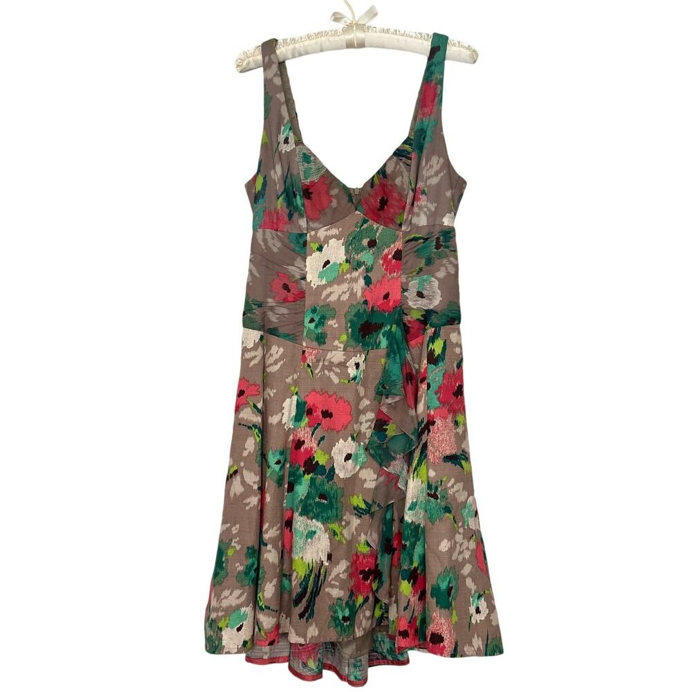 Vintage Nanette Lepore Sz 4 100% Cotton Mini Dress Sweetheart Multicolor Floral